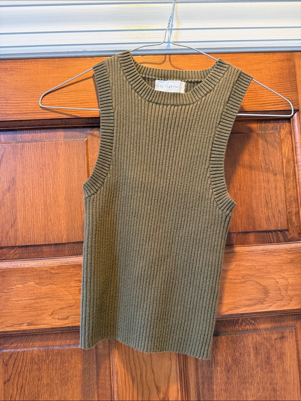 By Together Olive Ribbed Crewneck Tank